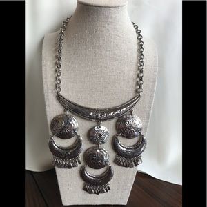 Santa Fe inspired silver fashion necklace.